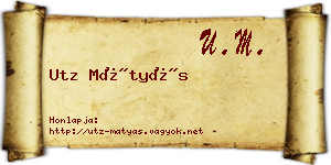 Utz Mátyás névjegykártya